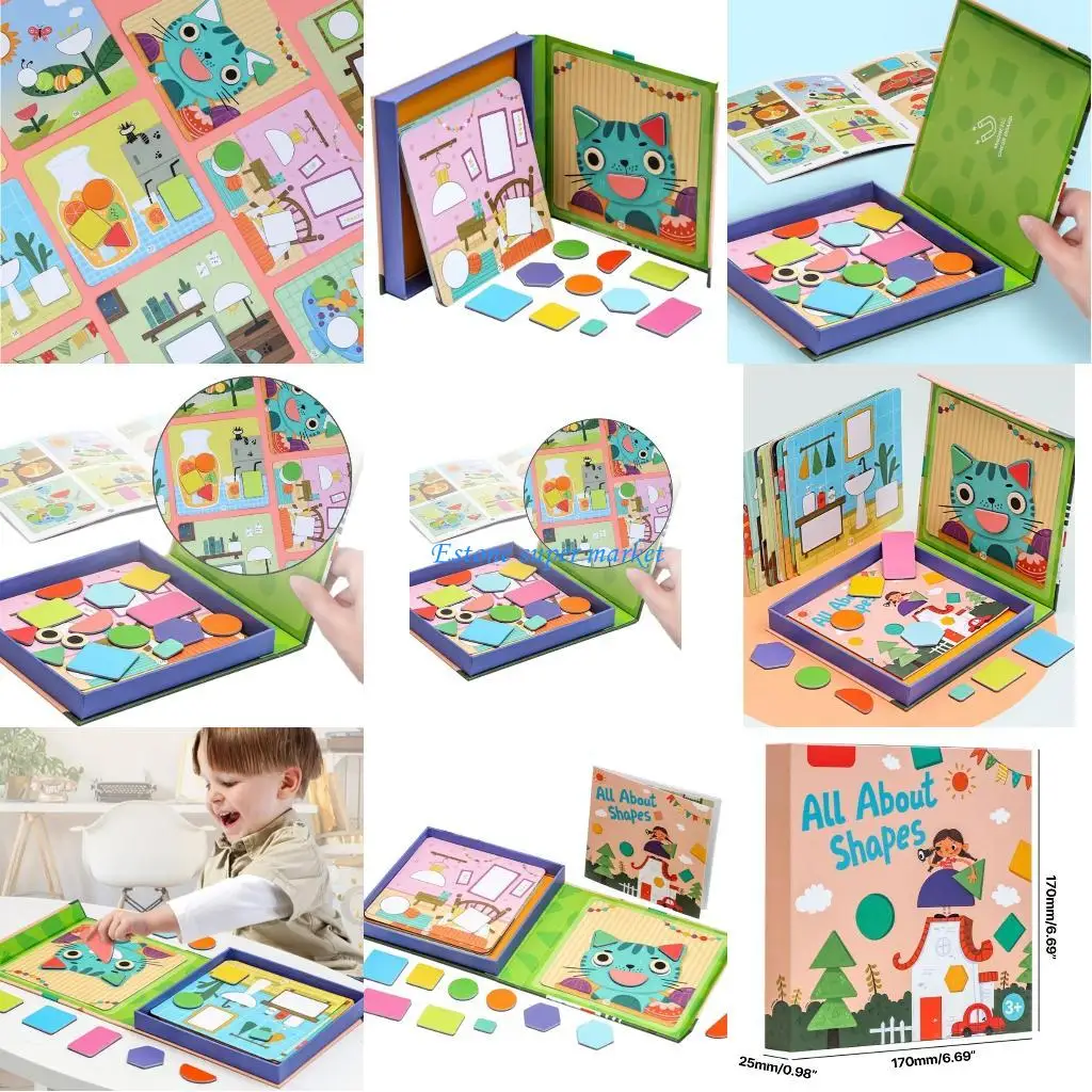 

090B Kids' Puzzles Board Learning Shapes Tool Geometric for Schoolkids Educational Toy for Kids