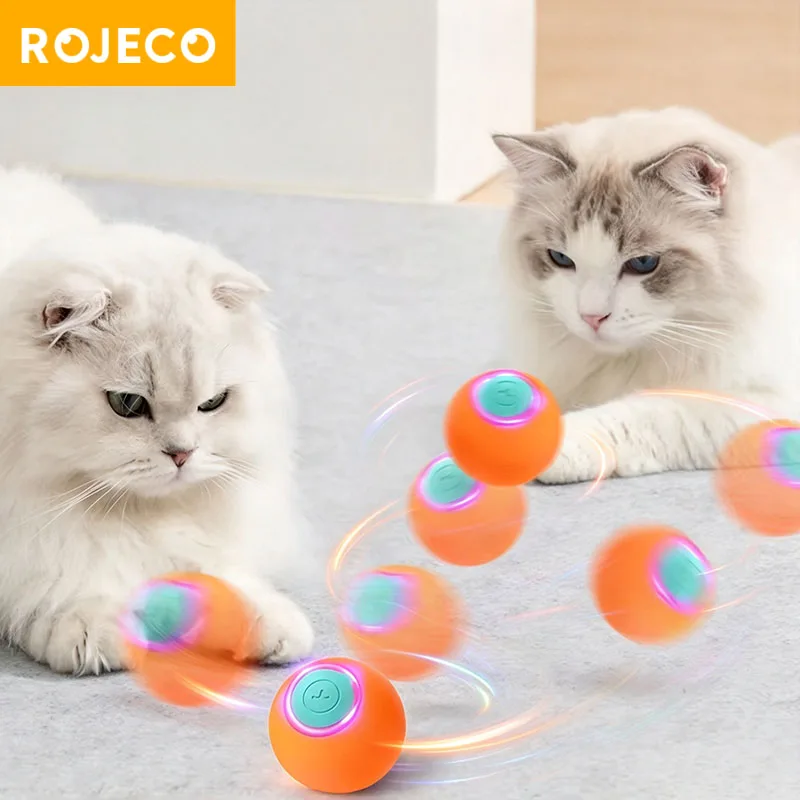 ROJECO Smart Cat Toys Interactive Bouncing Ball Automatic Rolling Training 360 Auto Rotating Electric Toy For Dog Pet Supplies