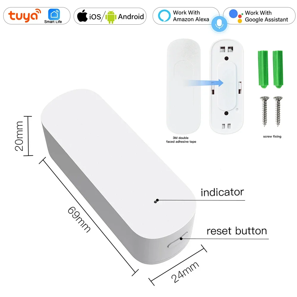 Zigbee Smart Vibration Sensor Window Door Security Tuya Smart Life APP Control Monitor Detection Real-Time Motion Shock Alarm