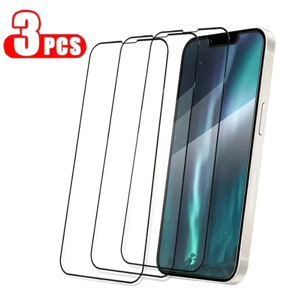 3Pcs 9D Full Cover Screen Protector Tempered Glass For IPhone 14 15 12 11 13 Pro Max X XR XS Max 7  8Plus SE 2 SE 3 Glass