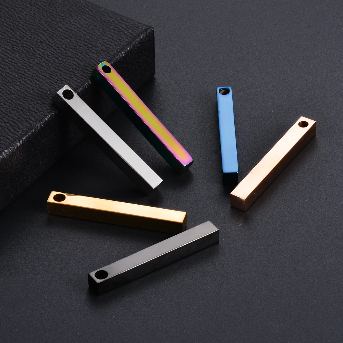10pcs Stainless Steel ID Tags  Rectangle Dog Tags Army Tag Pendant Necklace Jewelry Findings 5 Colors Hypollergenic Dropshiping