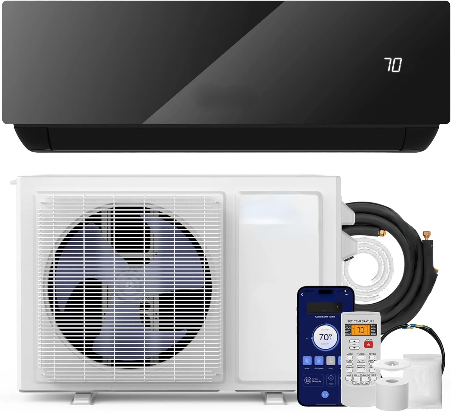 18000 BTU Energy Saving Mini Split Work with Alexa 19 SEER2 Cools Up to 1000 Sq.