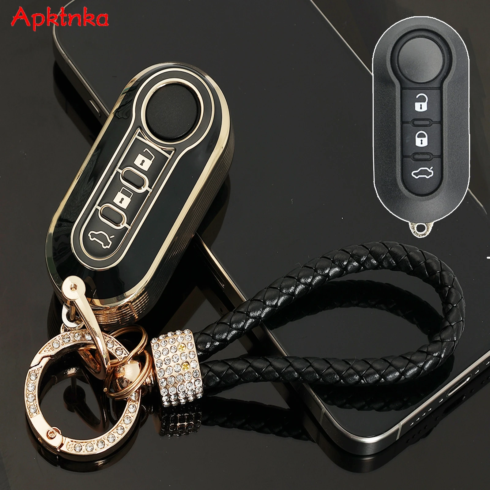 Funda protectora para llave remota con 3 botones para Fiat 500 Doblo Punto Panda Vauxhall Combo Abarth 500 Dodge Neon Ford KA