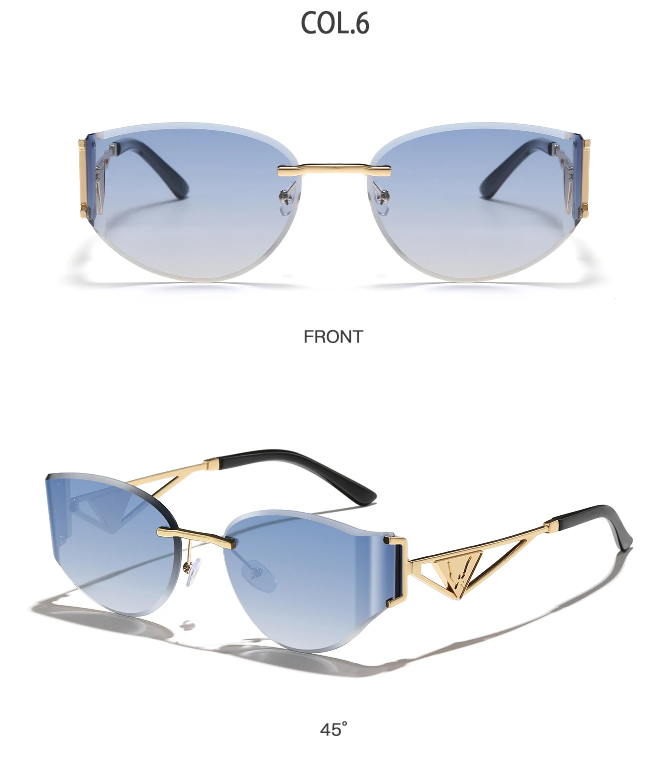 Modische randlose Fahrrad-Sonnenbrille, trendige Metallrahmen-Brille mit UV-Schutz für Männer und Frauen, Outdoor-Radfahren, Wandern, Brillen – Detail 8