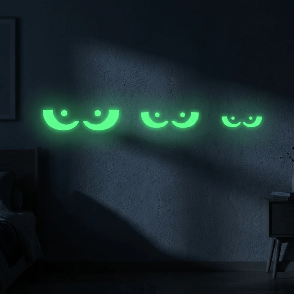 PVC Peeking Eyes Decals Non-Damaging Removable Glow In The Dark Stickers Self Adhesive Realistic Wall Decals Stair Decoration