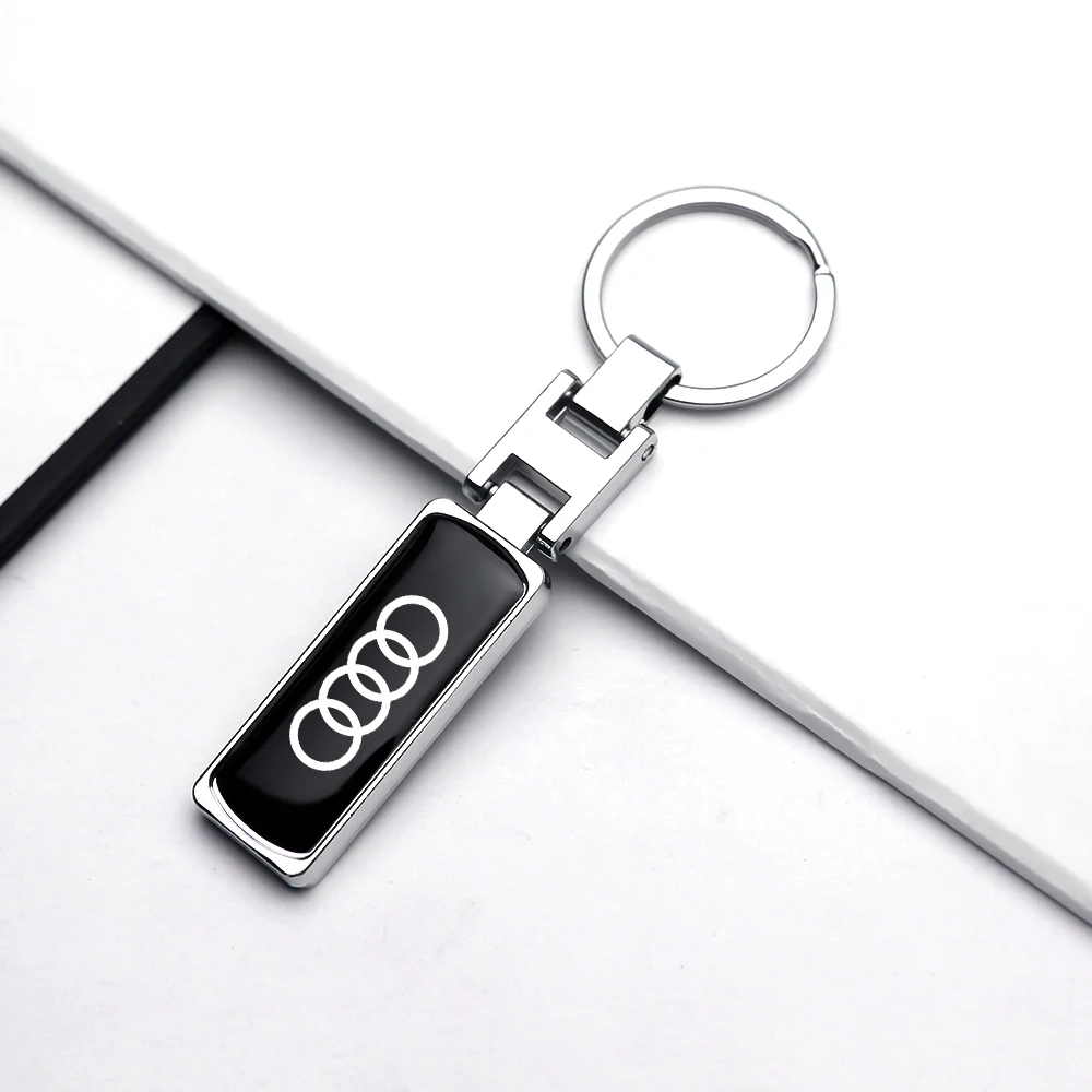 3D Metall/Leder Auto-Emblem Schlüsselanhänger Schlüsselring Dekoration für Audi A3 S3 8V A4 B8 B6 B7 A6 C6 C5 C7 A5 Q3 Q5 Q7 TT A1 A2 A7 A8 Q2