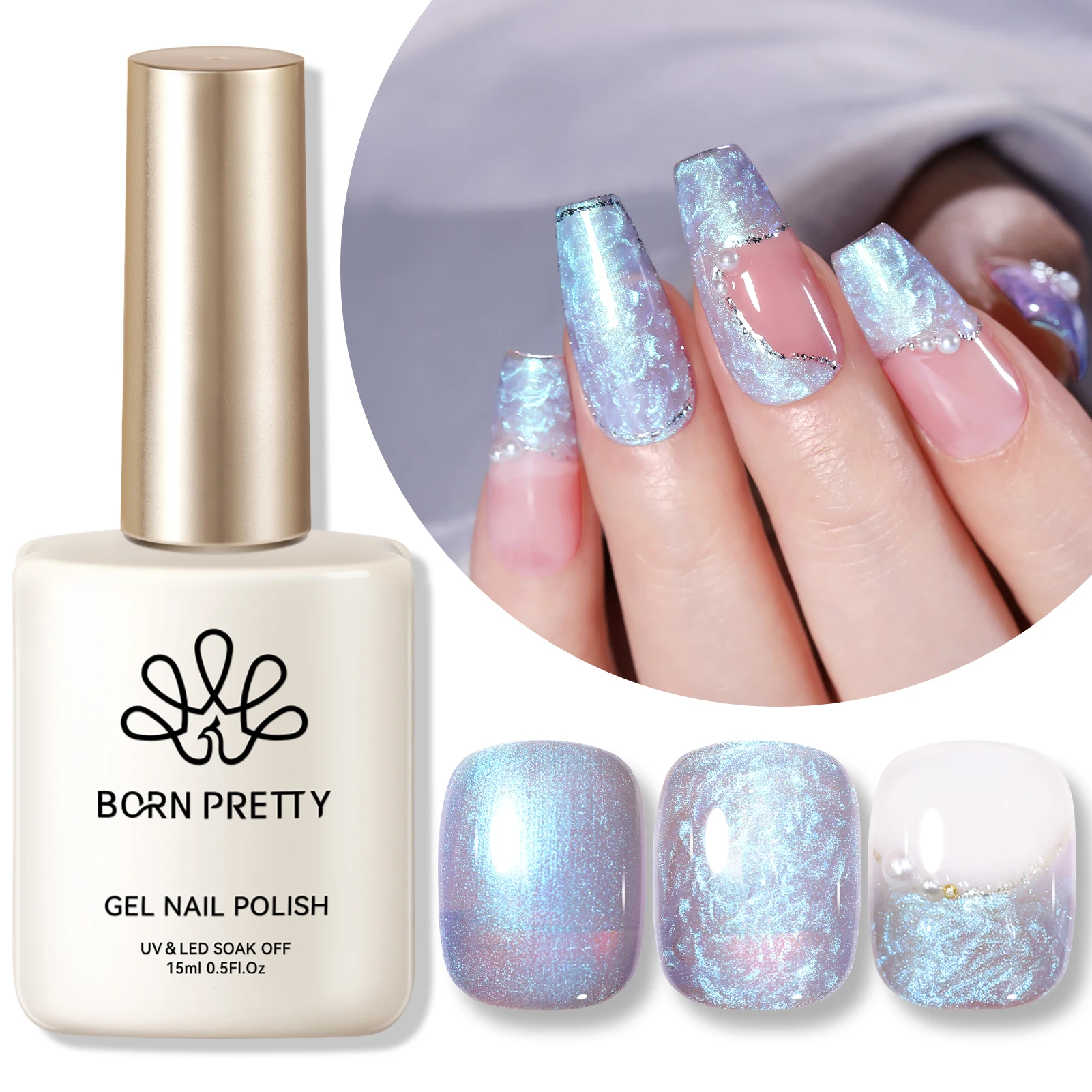 

BORN PRETTY 15ml Shell Blue Nail Gel Polish Colorful Cat Magnetic Gel Polish Semi Permanent Hybrid Nail Art Enamels Varnish