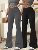 Paquete de 2 pantalones acampanados súper suaves para mujer, mallas de Yoga de entrenamiento con Control de barriga de cintura alta, pantalones acampanados