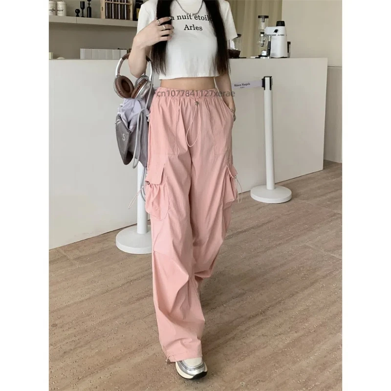 Street Dance Uniform, Solid Color Pants, Straight Leg Loose Retro Long Casual Pants, Women's Wide Leg Street Hip-hop Style