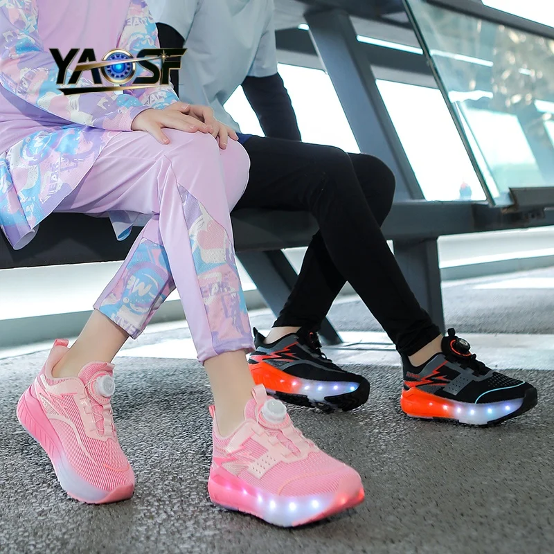 

Детские и подростковые роликовые коньки - модная улучшенная модель с повышенной устойчивостью - съемные спортивные ботинки двойного назначения