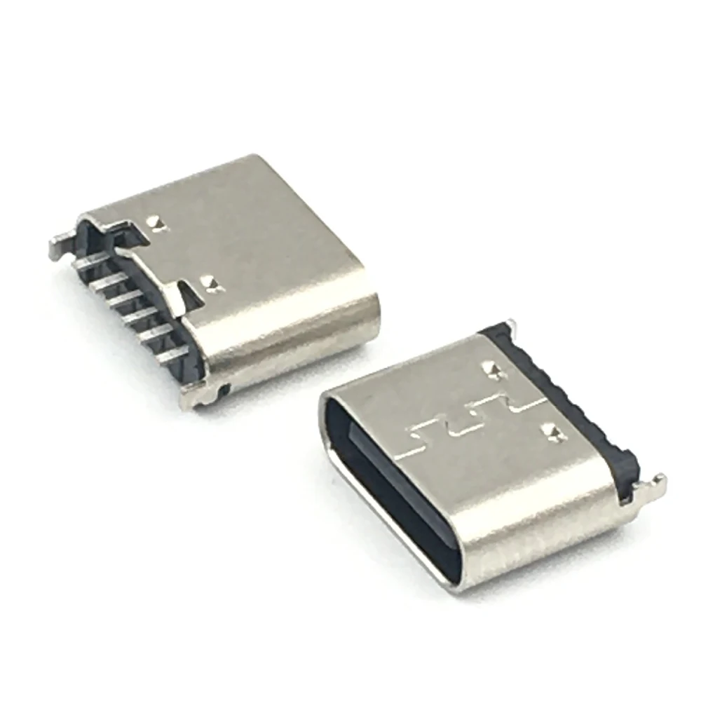5/10/20PCS 6pin Vertical Straight Plug Type-C Female Seat 6.5 USB Connector Type-C Charging Interface Socket