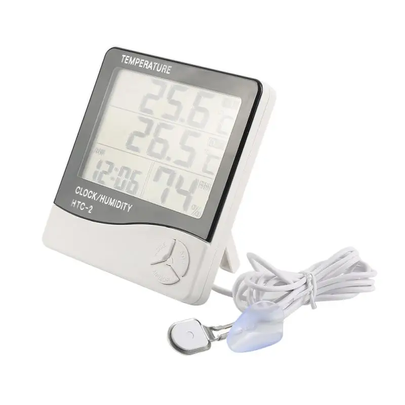 1~4PCS Electronic Digital Temperature Humidity Meter Thermometer Hygrometer Indoor Outdoor Weather Station Clock HTC-1 HTC-2