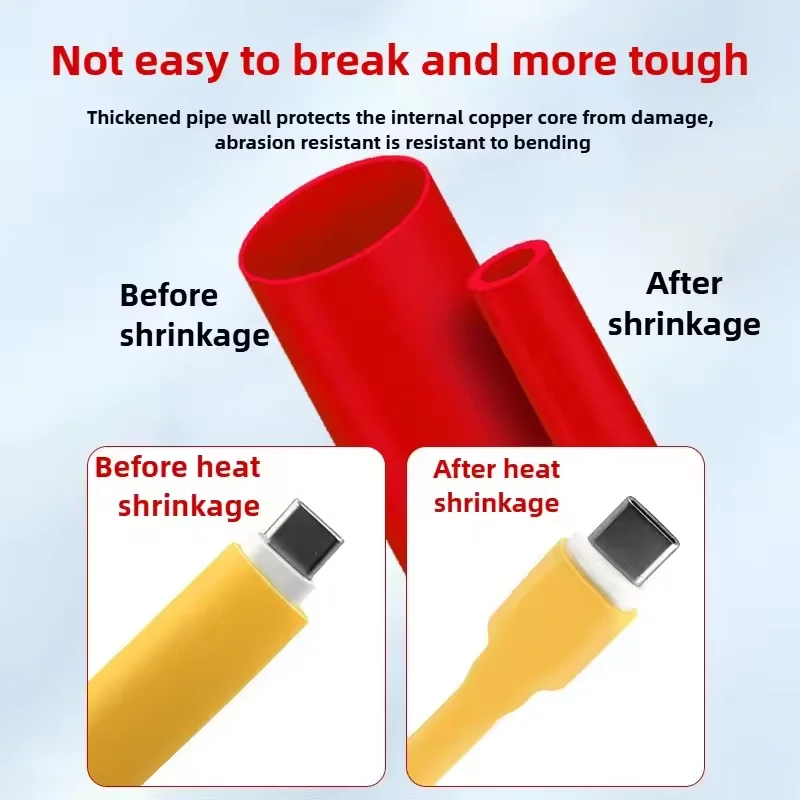 Heat Shrink Tubing Insulation Kit, Hose and Wire Connection Kit, Universal Repair Heat Shrink Tubing for Data and Charging Cable