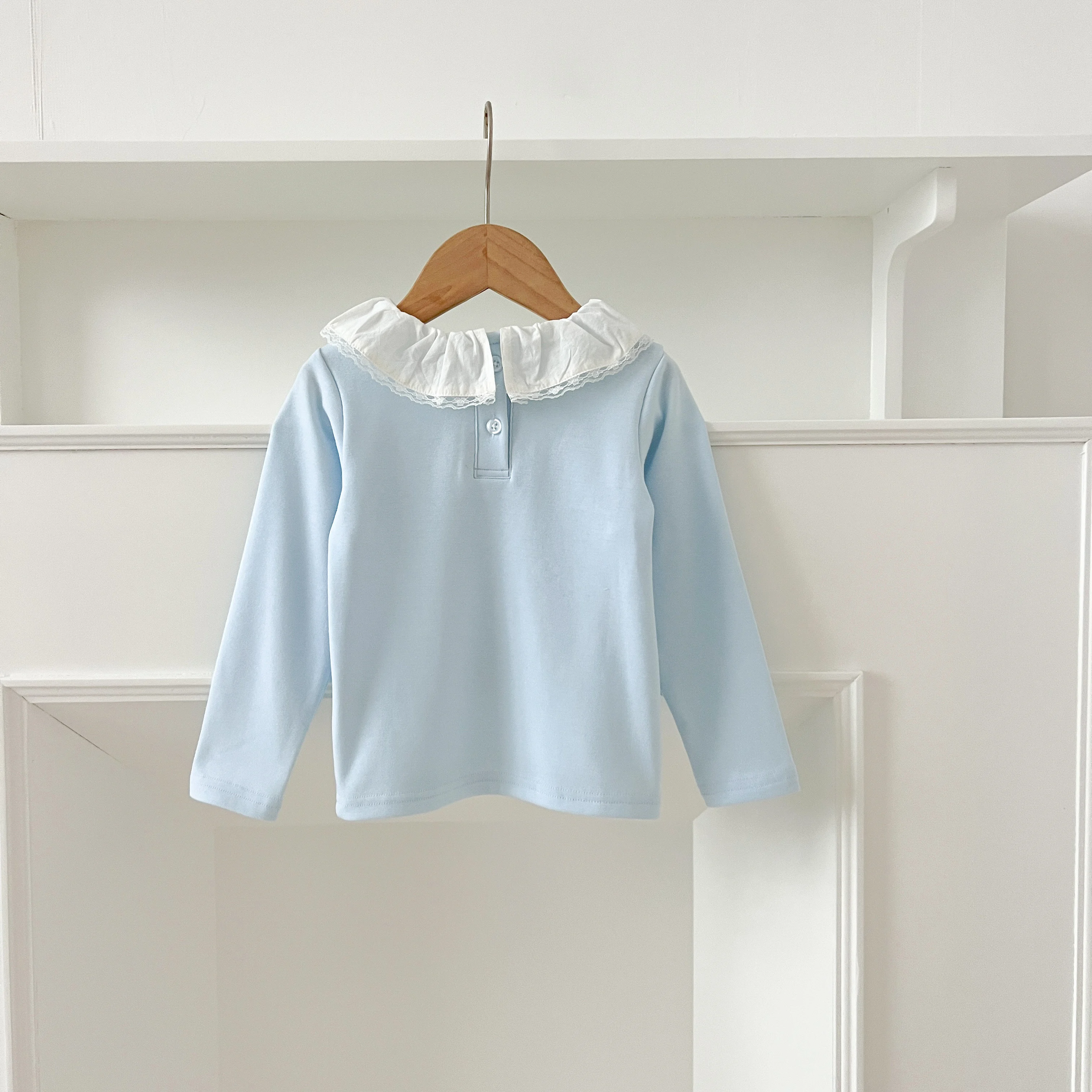 1-6Yrs Baby Kleidung Frühling Infant Mädchen Langarm T-shirts Spitze Lotus Kragen Prinzessin Kinder Bodenbildung Shirt Kleinkind Baumwolle Tops – Detail 16