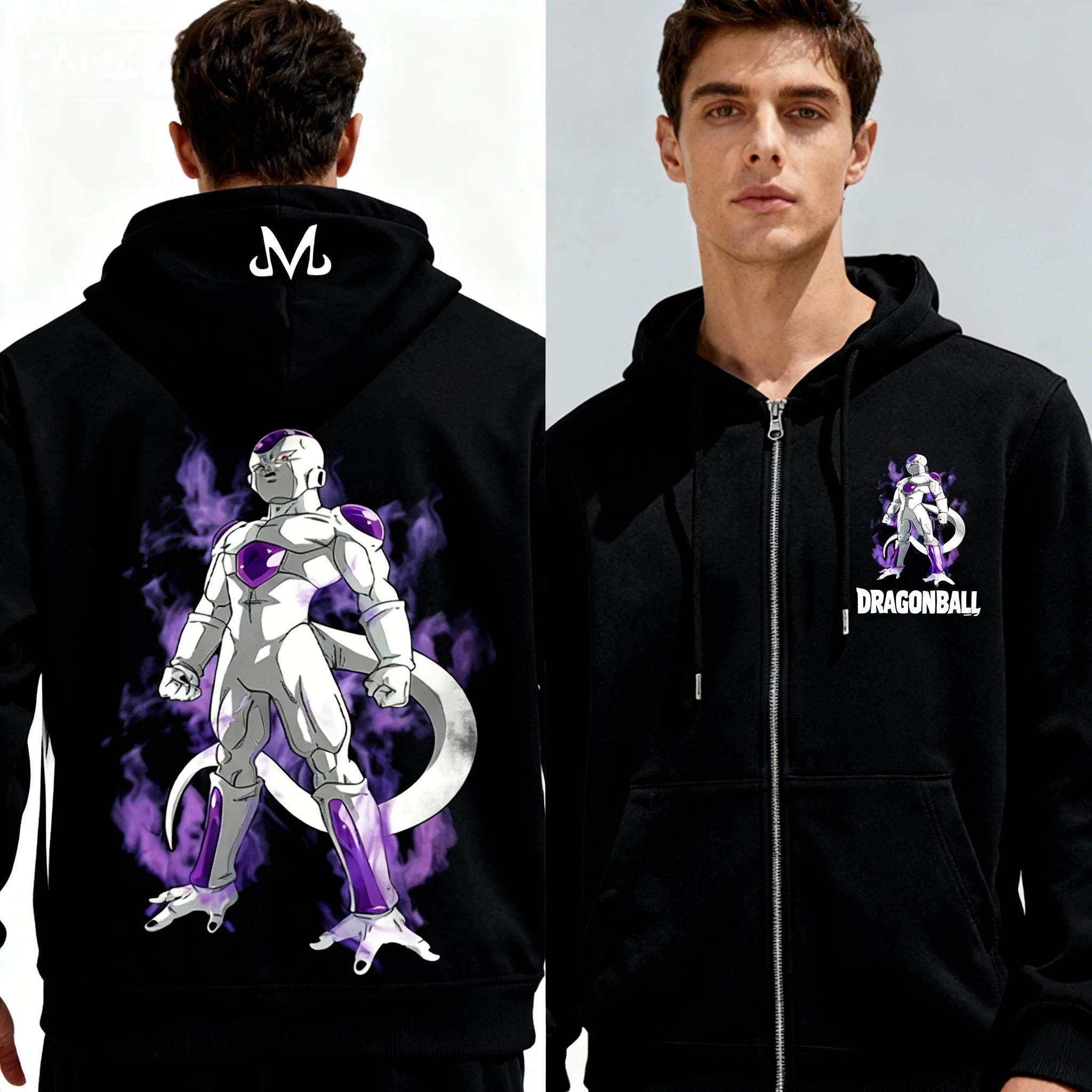 

Bandai Black Casual Hoodie Mens Cotton Zip Up Jacket Dragon Ball Graphic Warm Lined Sweatshirt For Weekend Getaway Trip