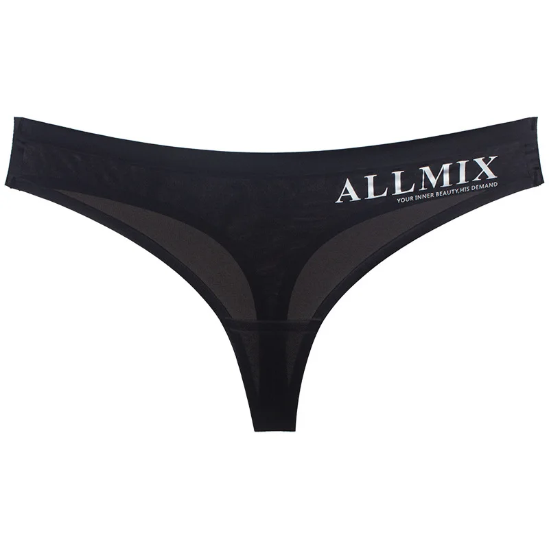 

Women's panties sexy fun letters transparent ice silk low waist sports fitness one piece seamless women's thong