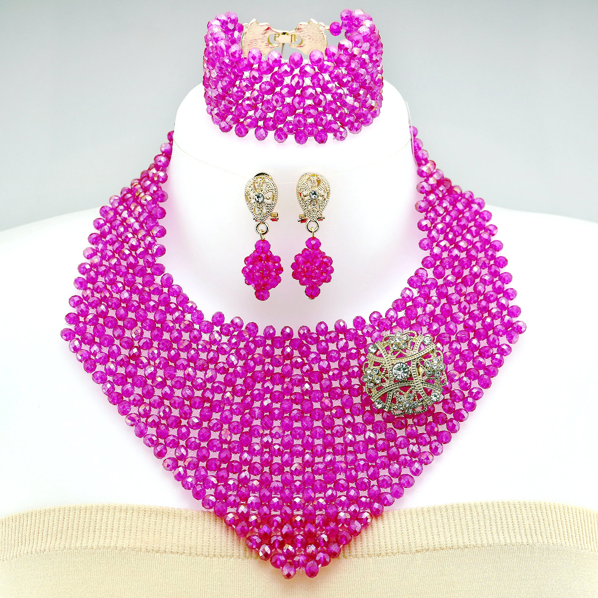 Fashion African Wedding Beads crystal Jewelry Set for Women Nigeria Bride Jewelry Sets Party For Women image 5