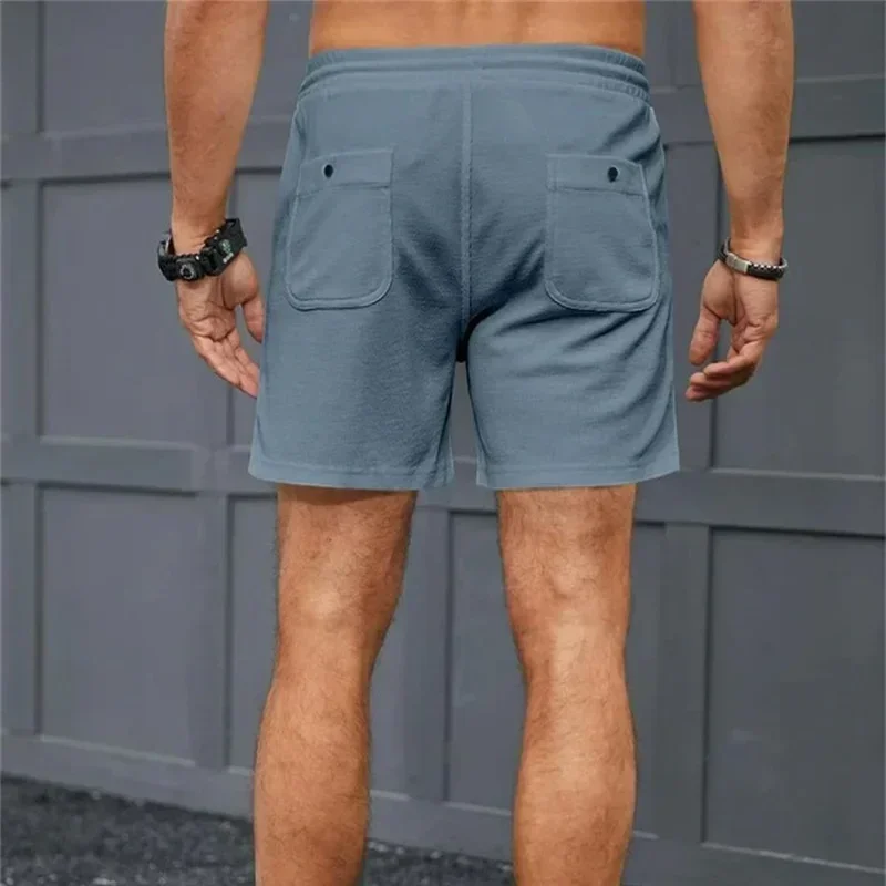 2024 Summer New Solid Color outdoors sport Shorts cotton linen breathable loose Fitness training short pants Men\'s sweatpants