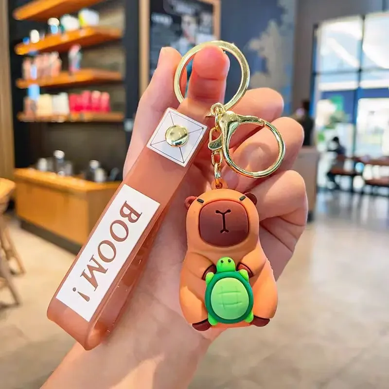 

New Capybara Keychains Kawaii Car Key Pendant Cute Doll Bag Keychain Doll Machine Small Gift Children Cartoon Anime Keyrings Toy