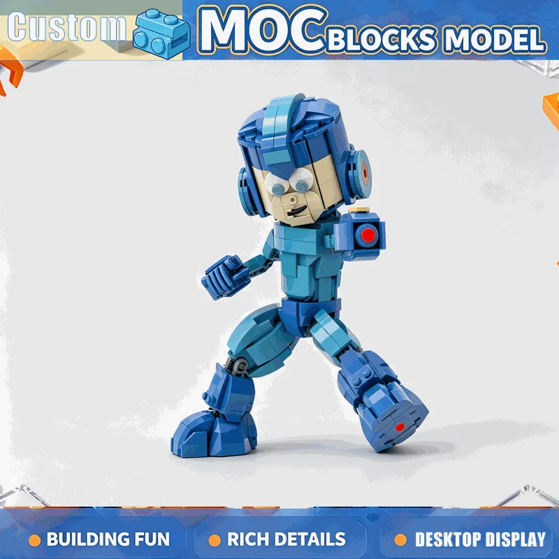 557PCS Blue Sci Fi Robot Figure Building Blocks Articulated Character Model DIY Assembly Toy Creative Collection Festival Gift