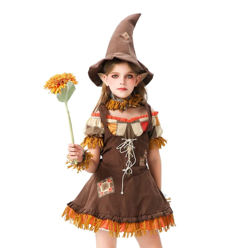 

Halloween Kids Costumes Spooky Dress Up Scarecrow Field Farm Dress Up Girls Clown Witch Show Costume