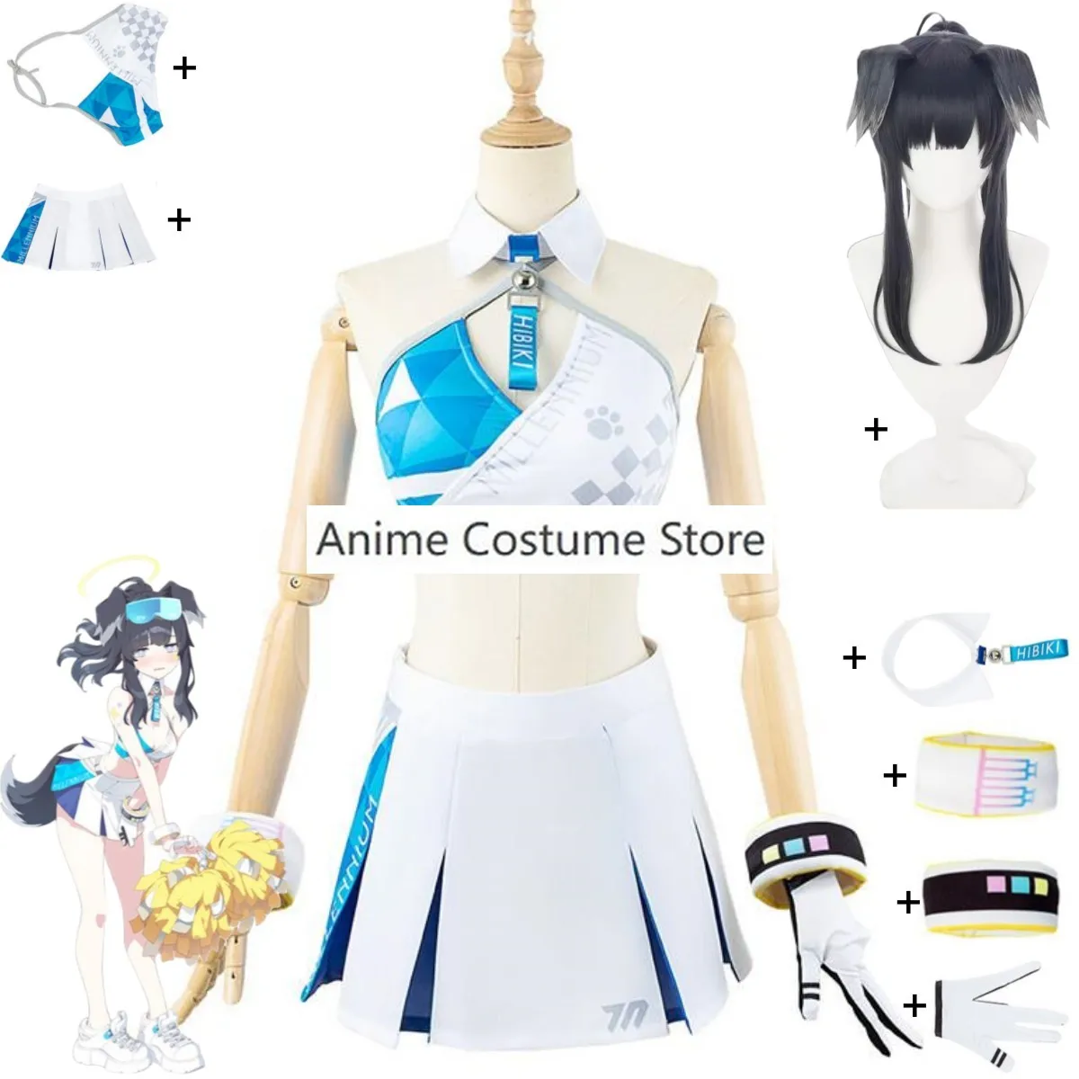 Game Blue Archive Nekozuka Hibiki Cosplay Costume Wig Anime Project MX Millennium Science School Sexy Woman Uniform Halloween