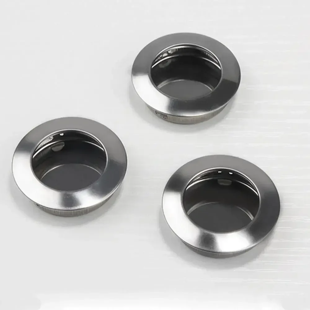 

New Stainless Steel Door Handles Round Sliding Door Pull Concealed Embedded Door Knobs Kitchen