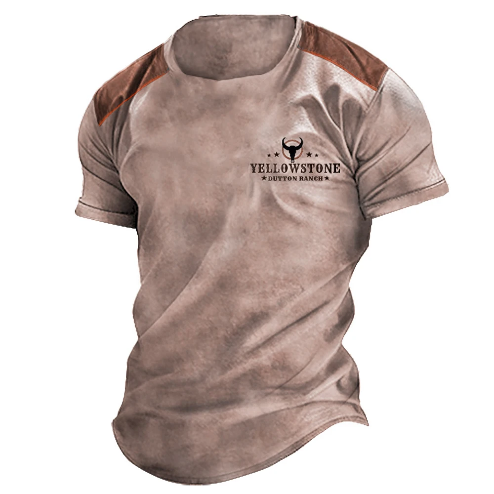 Yellowstone Vintage T Shirt For Men Yellowstone National Park Print Short Sleeve Tees Oversized Men Clothing Tops Summer Apparel