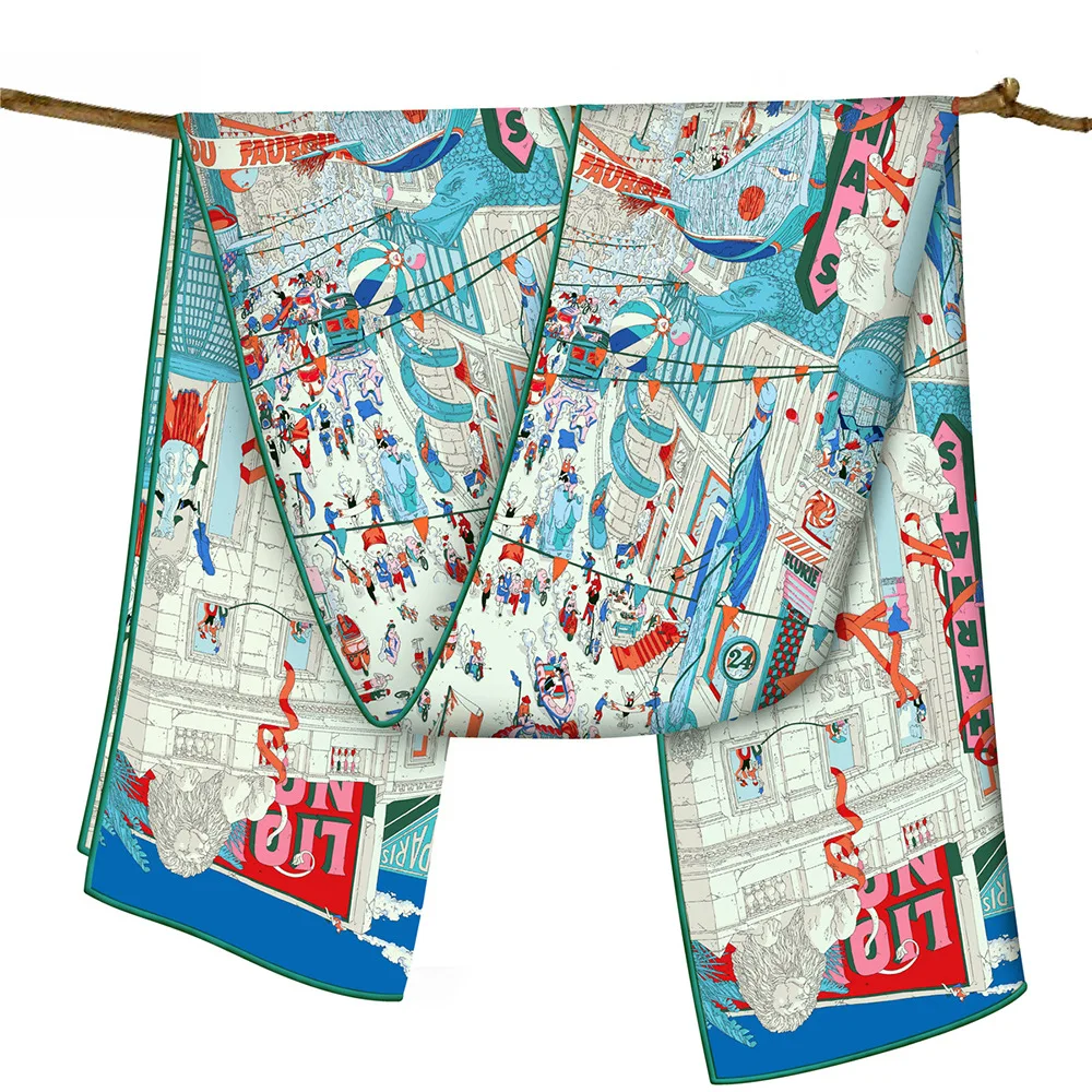 

Luxury Long Shawls Women Hand-Rolled Edges Scarf Head Hair Neck Decoration Christmas Gift 150CM 40CM