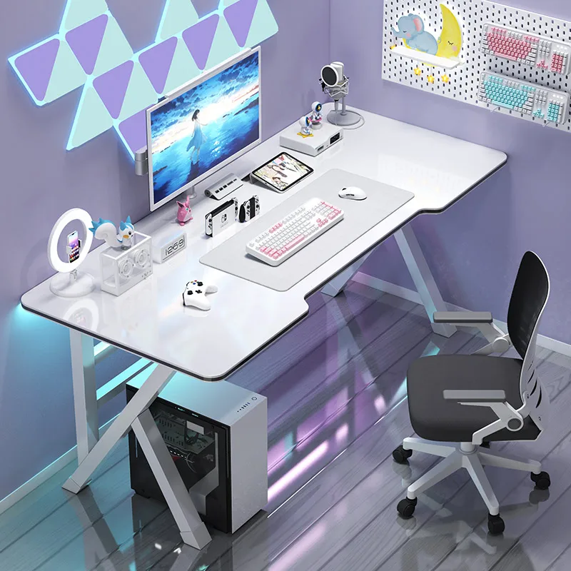 Light Luxury White Computer Desks Thick K Legs Desktop Gaming Tables Simple Home Student Study Desk Modern Office Furniture