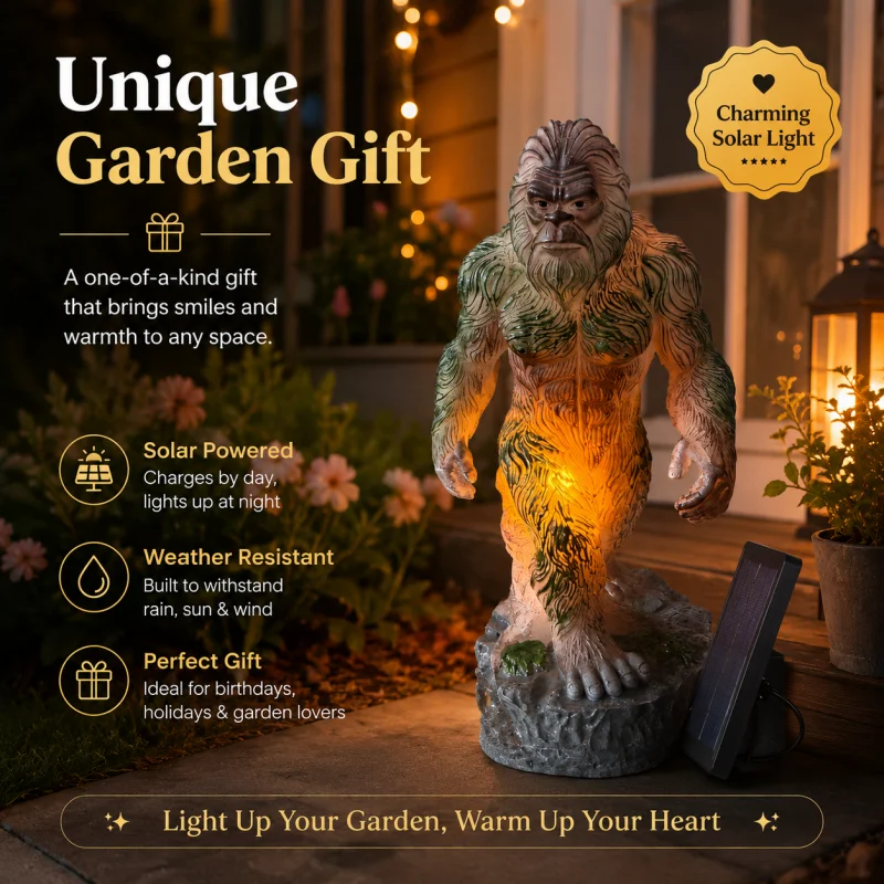 Solar Bigfoot Garden Light Outdoor Decorative LED Statue Lawn Yard Patio Pathway Ornament Solar Powered Garden Decor Gift