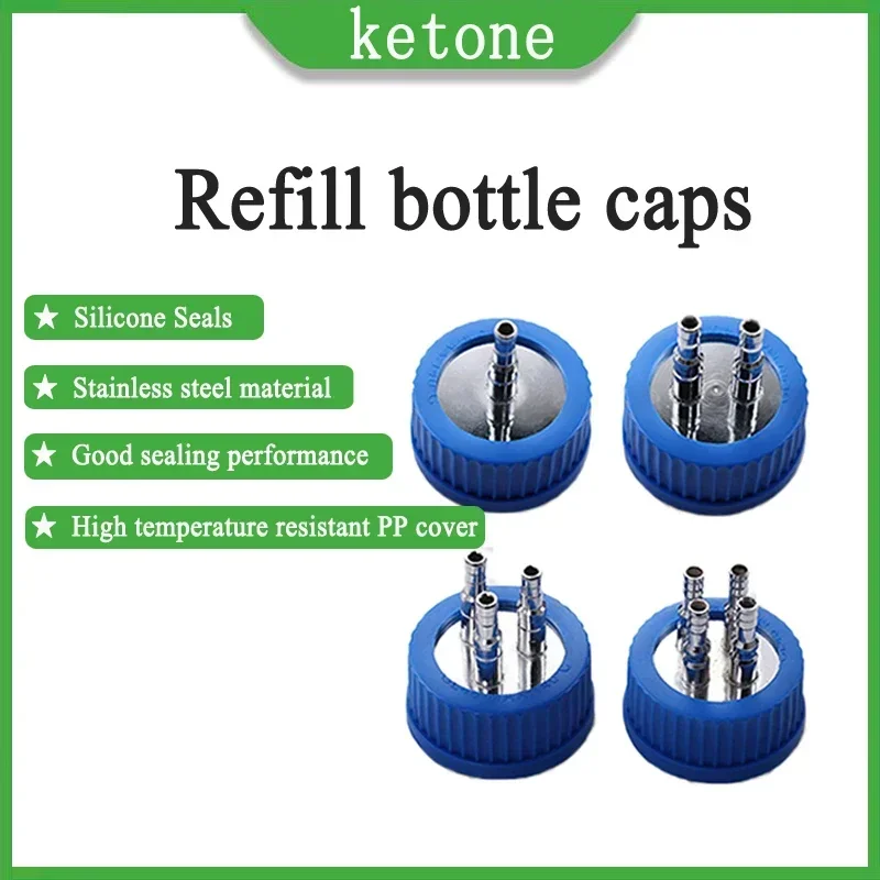 Refill Bottle Cap Reactor Refill Bottle Single Pass Double Pass Cap Stainless Steel Refill Bottle Cap Reagent Bottle Cap GL45