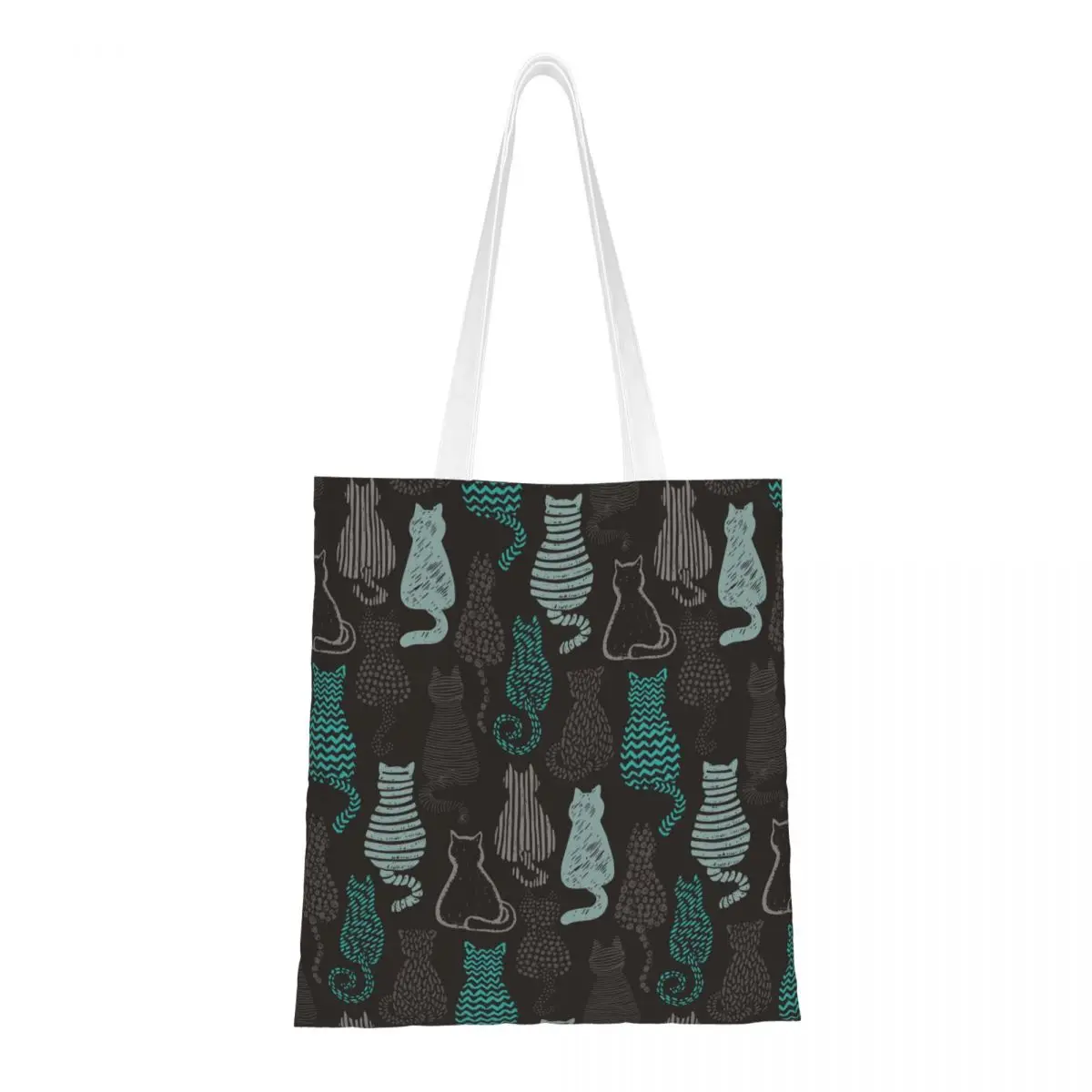 

Холщовая большая сумка с изображением кота, многоразовая сумка для покупок с уникальным дизайном и милыми животными для унисекс