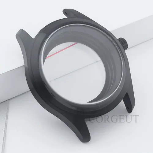 Imagen 2 del producto Pilot NH35 36MM/39MM PVD cristal de zafiro negro caja de reloj cepillado para buzo ajuste NH34 NH35 NH36 PT5000 ETA 2824 corona de tornillo de movimiento