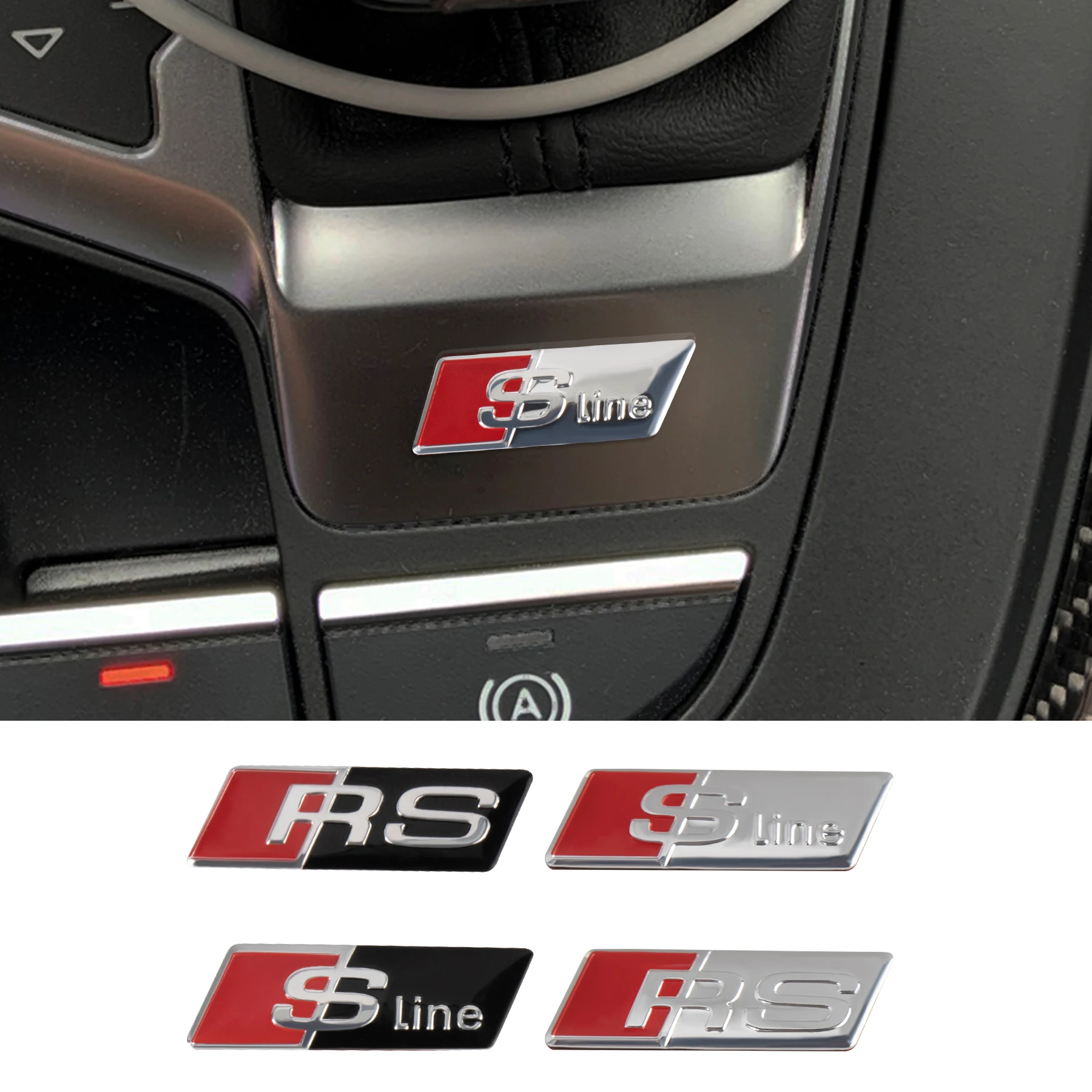 3D-эмблема SLINE RS из алюминия, наклейка на руль автомобиля, декоративные аксессуары для Audi Q3 Q5 Q7 Q8 A4 A3 A5 A6 A7 A8 3D-эмблема SLINE RS из алюминия, наклейка на руль автомобиля, декоративные аксессуары для Audi Q3 Q5 Q7 Q8 A4 A3 A5 A6 A7 A8