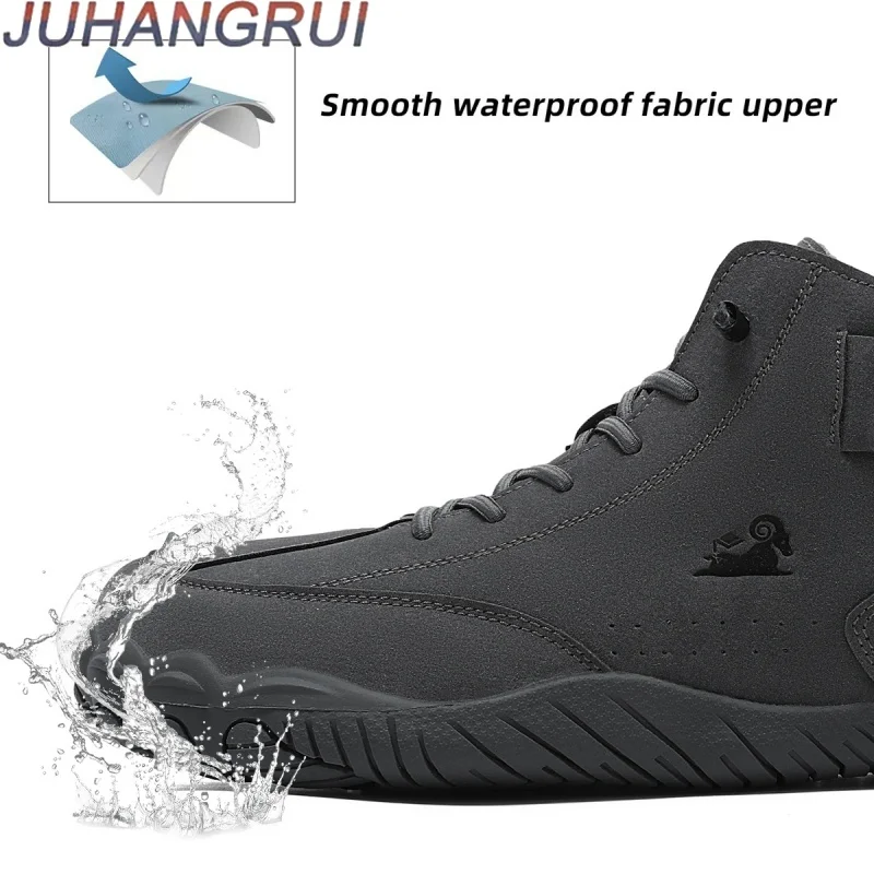 Winter Waterproof Snow Boots Fleece Lined Mid-Cut Hiking Men's Outdoor Mountain Climbing Shoes Anti-Slip Five Finger Cotton Shoe