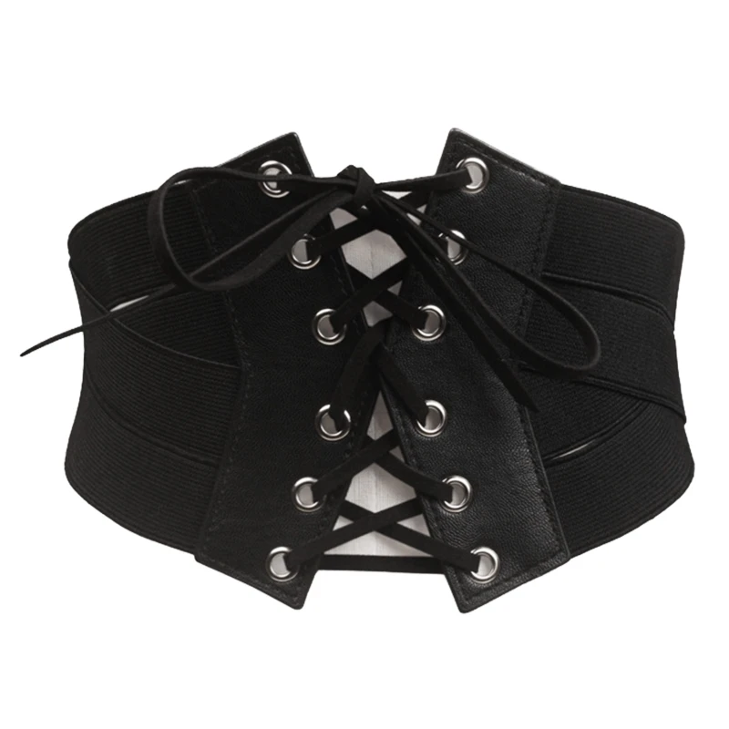 

Gothic Solid Color Lift Up Female Waist Corset Wide PU Leather Belt Women Fashion Slimming Waistband Elasticity Corsets