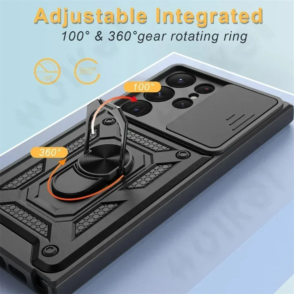 For Samsung Galaxy A14 A24 A54 A34  A05 A05S A15 A35 A55  A26 A36 A56 A52S Case Ring Holder Shockproof Coque Lens Protect Cover
