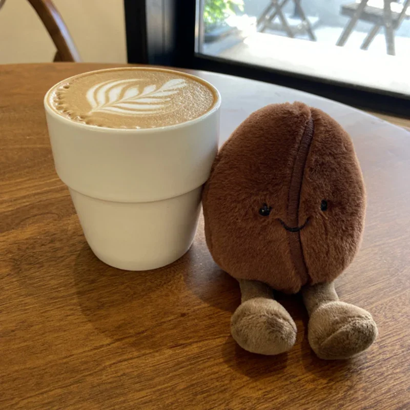 10/20cm recheado marrom feijão de café travesseiro de pelúcia engraçado almofada de comida com pernas rosto sorridente plushie decoração de escritório em casa presente das crianças