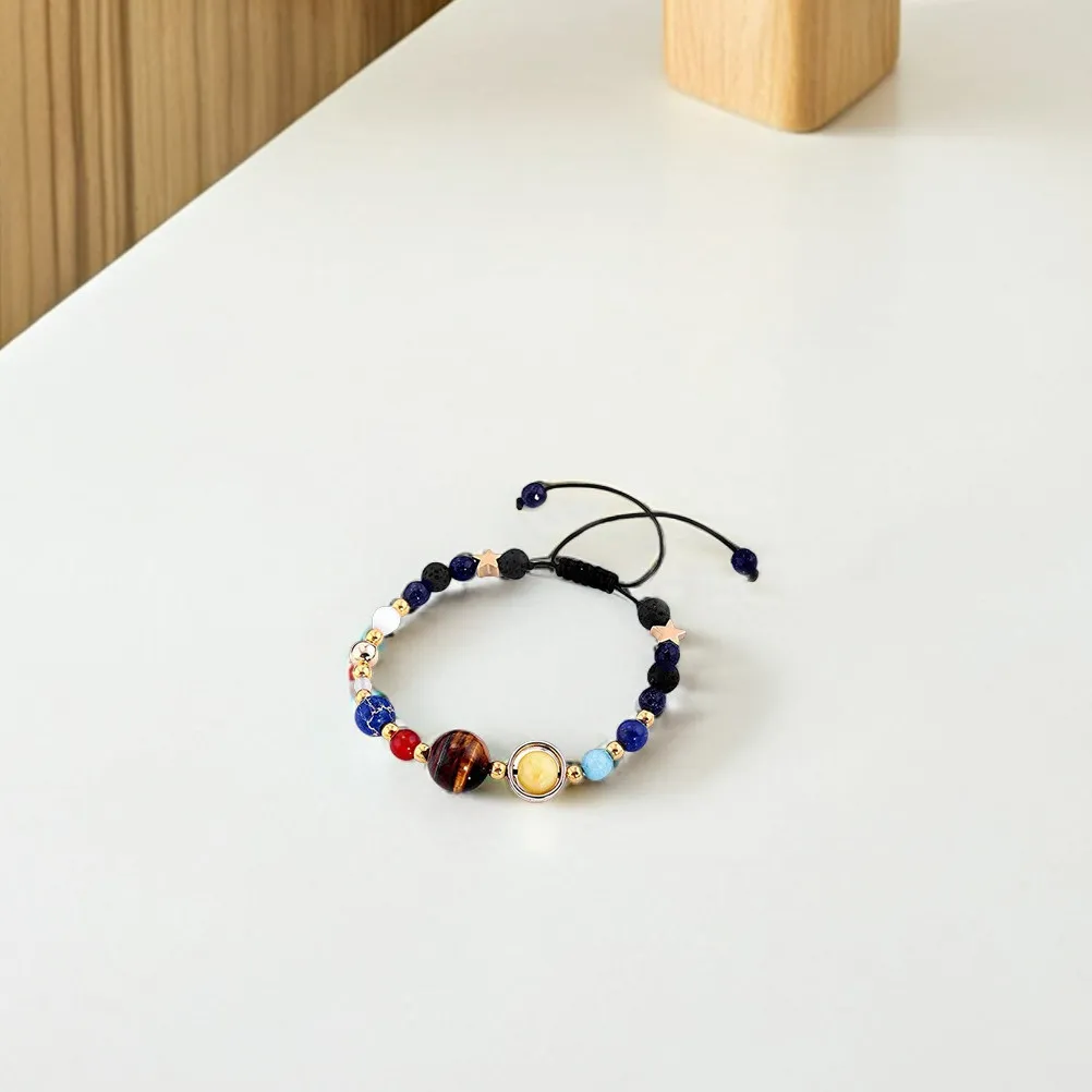 2Pcs Universe Stone Bracelet Solar System Beaded Bracelet Natural Stone Planets Jewelry for Women Space Themed Aesthetic Daily