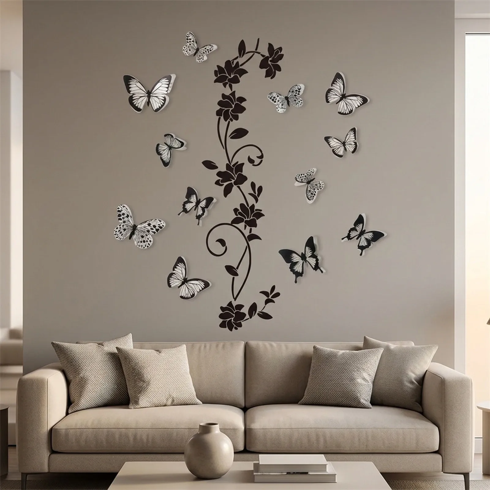 Stylish and Matte Black Vine Wall Easy Customization Removable within 2 Years for Bedroom Living Room Decor Stylish