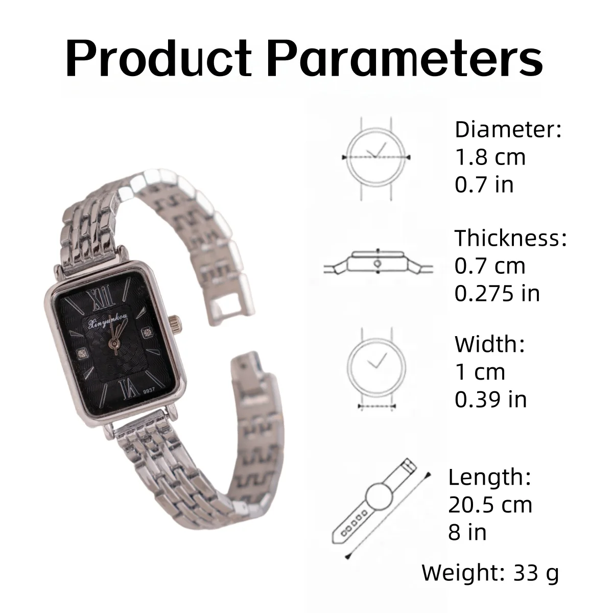 Orologio da donna classico con cinturino quadrato, quadrante con numeri romani, movimento al quarzo, elegante cinturino in argento, accessori moda da indossare ogni giorno