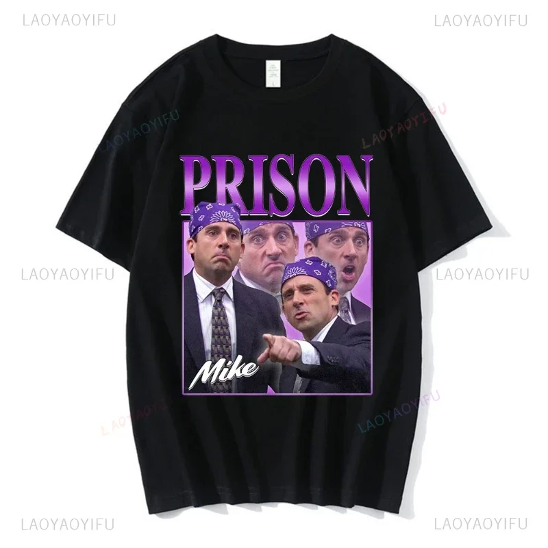 Prison Mike Michael Scott Homage The Office Black Humor T-shirt Tv Series Dwight Schrute Jim Halpert Short Sleeve T-Shirts