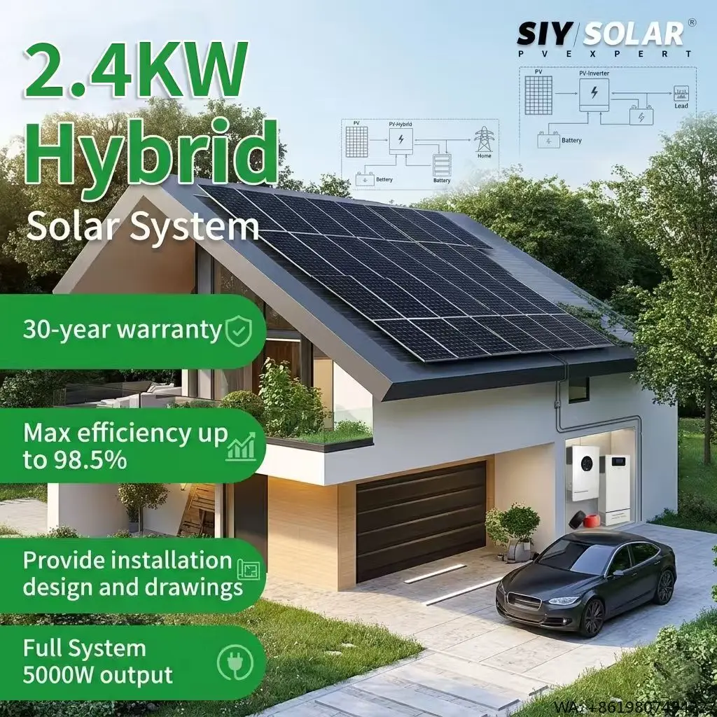 Custom Logo 2.4KW Hybrid Solar System 2400W 24V Energy Storage Manufacturer Branding Service Complete Photovoltaic Set