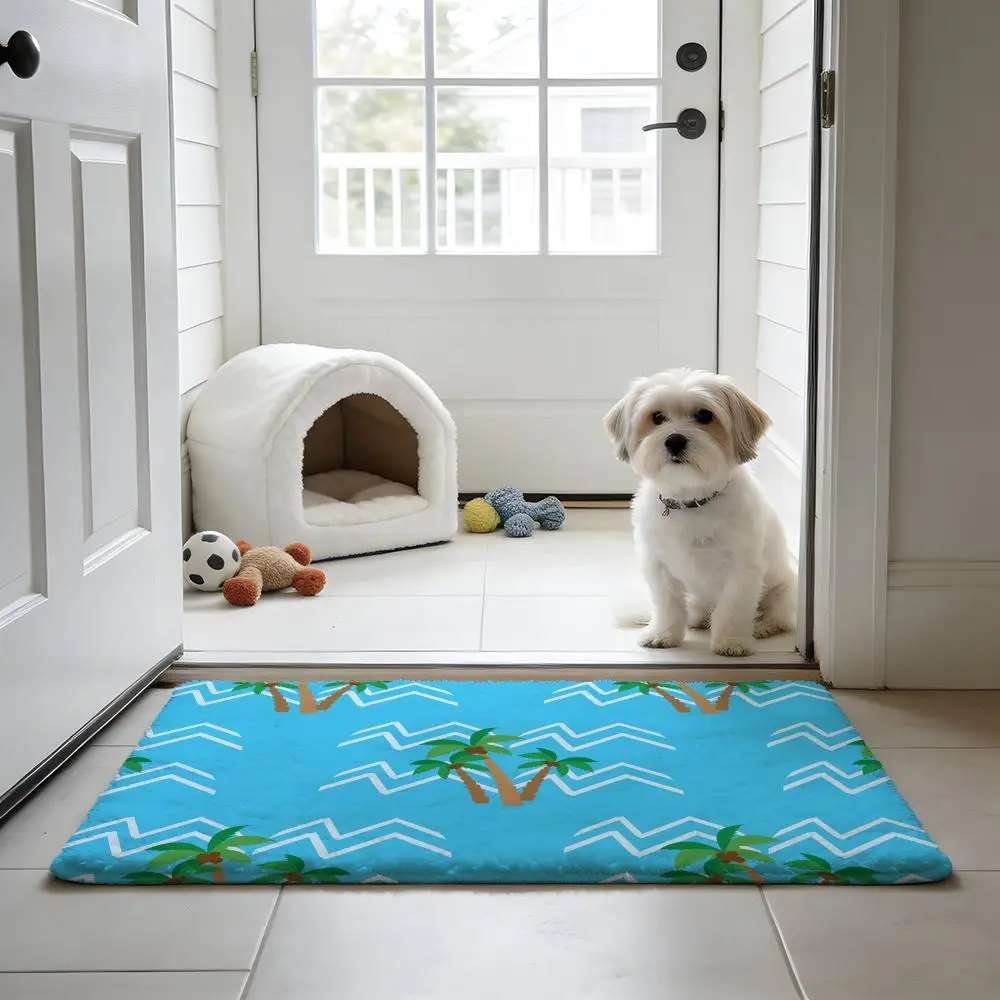 

Коврик для пола с изображением пальм и цветов, фланелевый, нескользящий, впитывающий влагу, для ванной, кухни, прихожей, домашнего декора