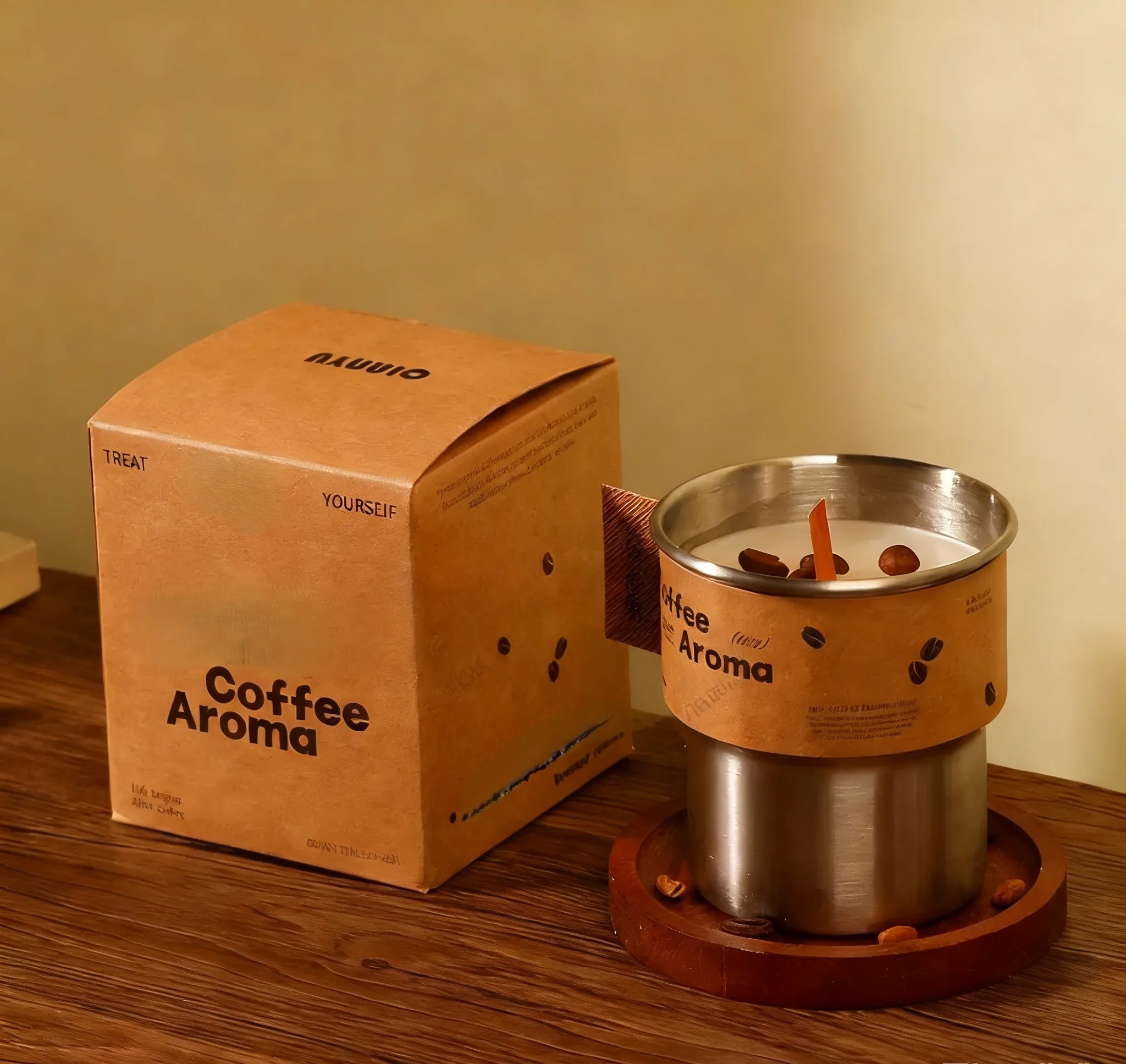 

American Vintage Coffee Scented Candle Gift Set, Niche Light - Fragrance Coffee Bean - Shaped Aromatherapy Candle, Stress