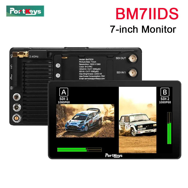 Portkeys BM7 II DS 7 inch Monitor 2200nit Camera WI-FI Control BMPCC4/6K Pro Sony A7MIII A7M IV A7SIII A1 A9II RX10 Touch Screen