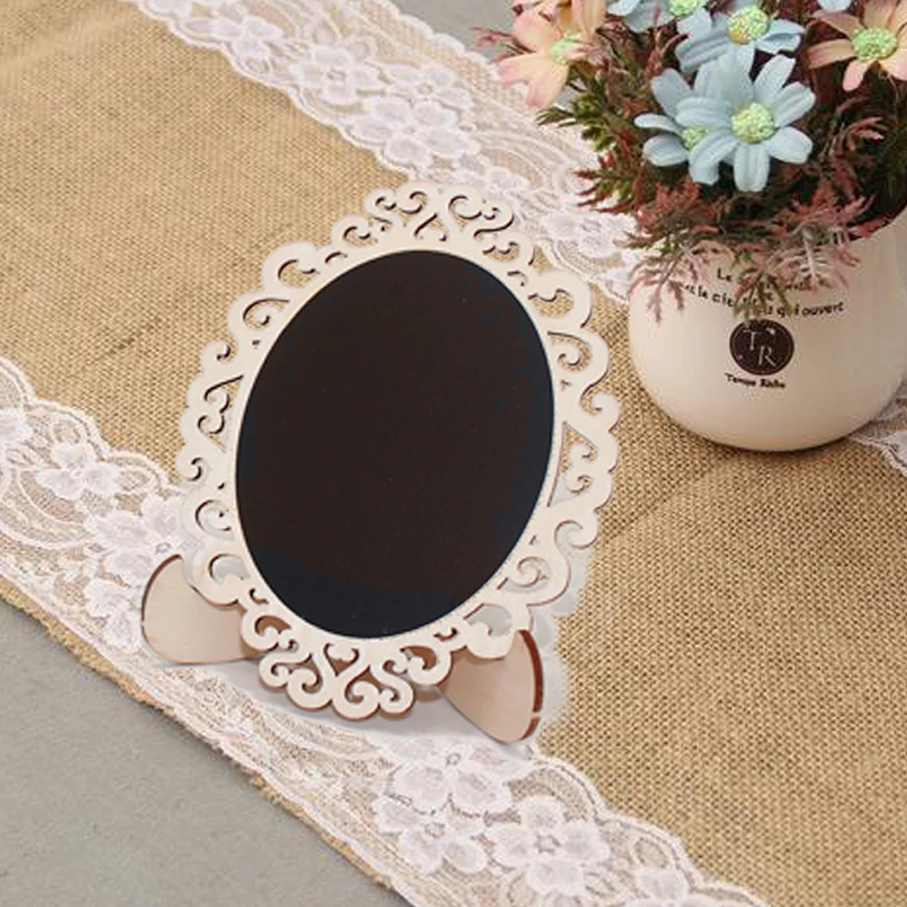 

10pcs Mini Wooden Blackboard Chalkboard Message Frame Table Number Wedding Party Decoration Oval Small Sign For Kitchen Office