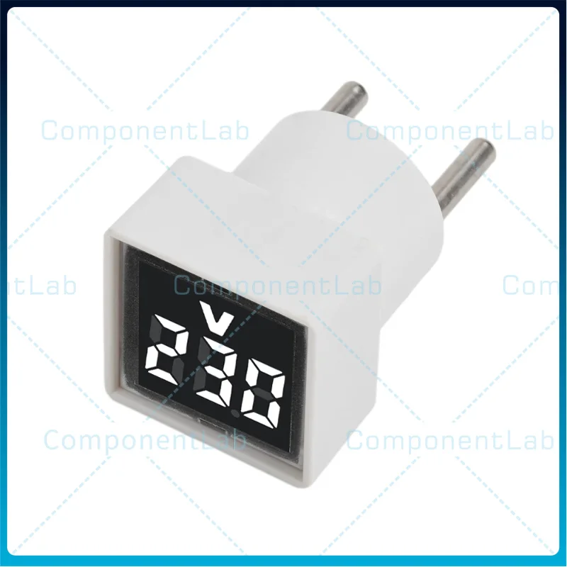 3PCS AC220V Digital AC Voltmeter with Square Euro Plug, LED Indicator Light, Dust-Proof Base, 30mm