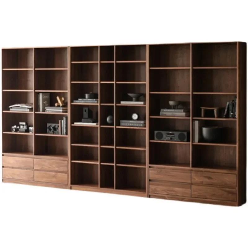 

American black walnut all-solid wood bookshelf small apartment simple modern study Bogu shelf